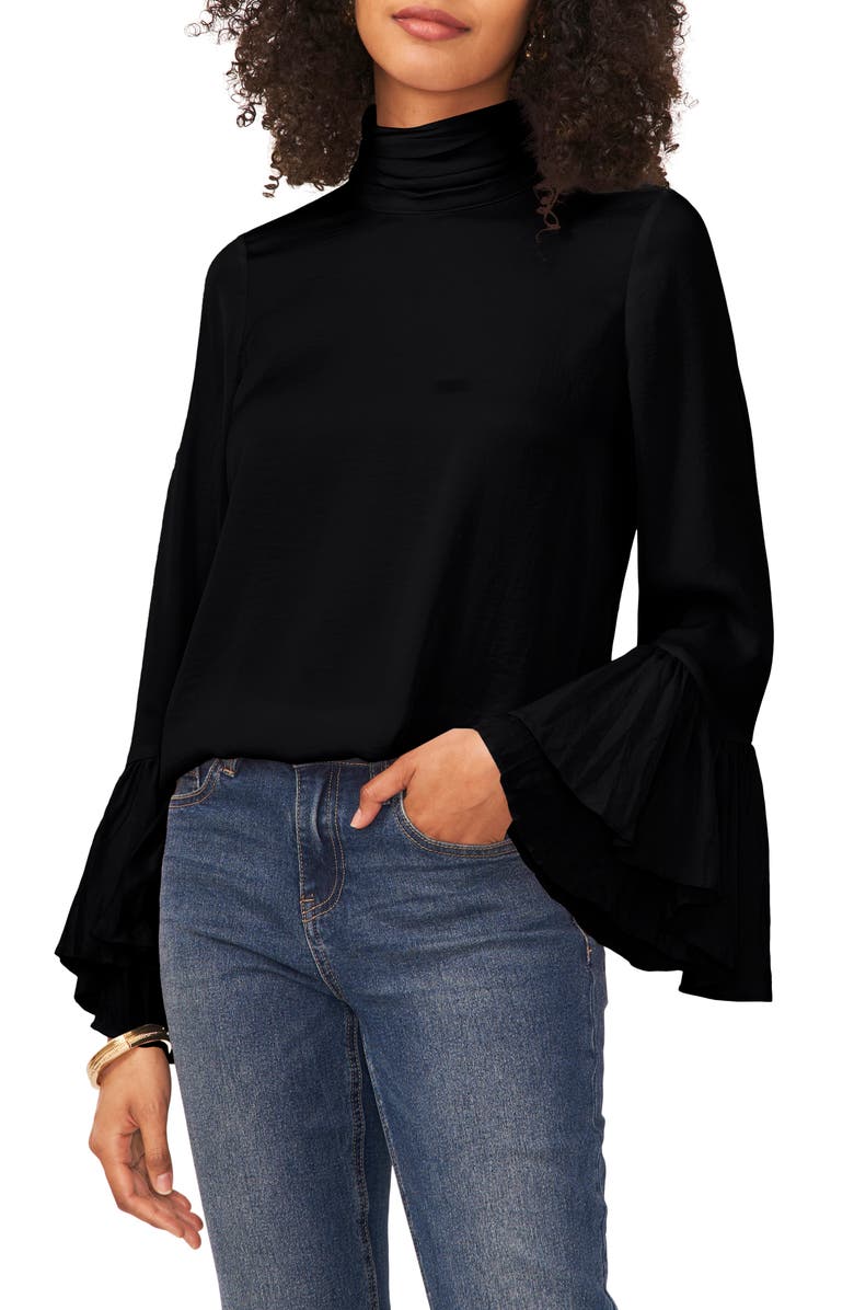 Vince Camuto Ruffle Bell Sleeve Mock Neck Top, Main, color, 