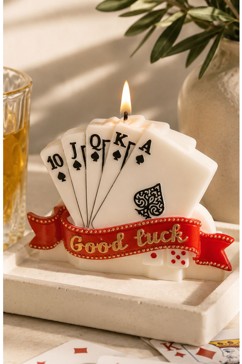 Poker Straight Flush Candle, Alternate, color, White / Red