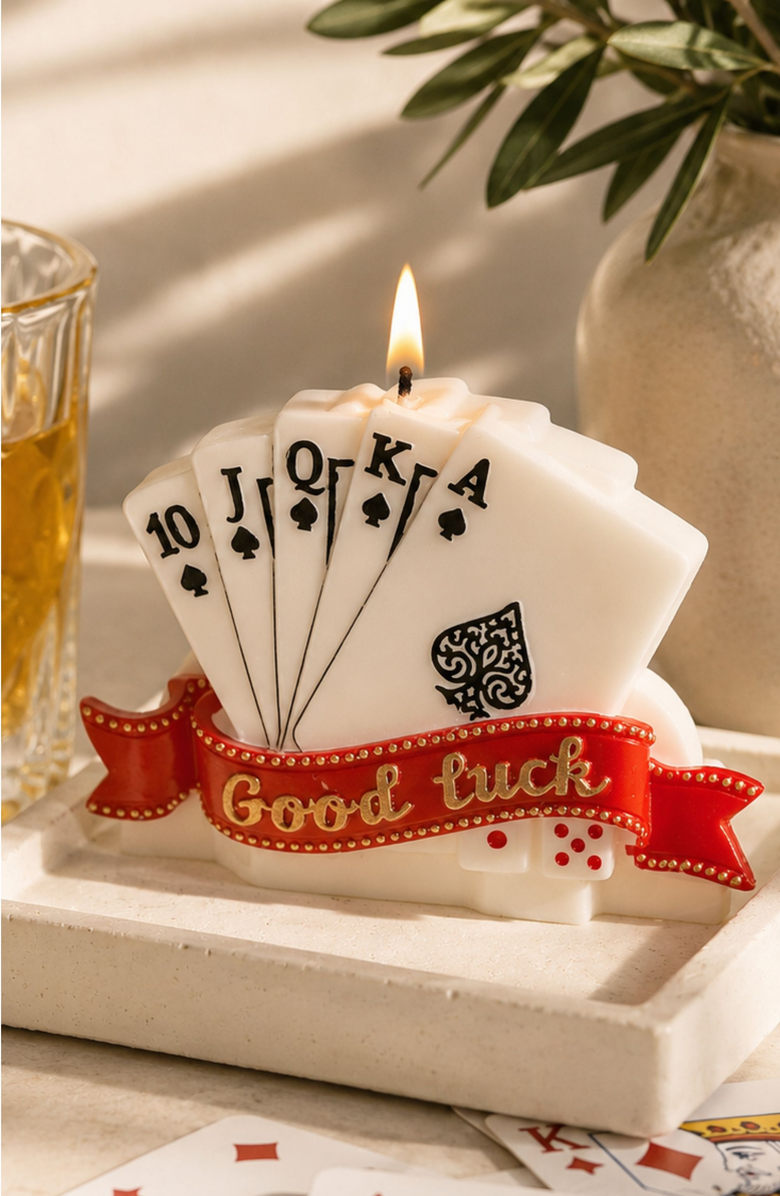 Southlake gifts Poker Straight Flush Candle, Alternate, color, White / Red