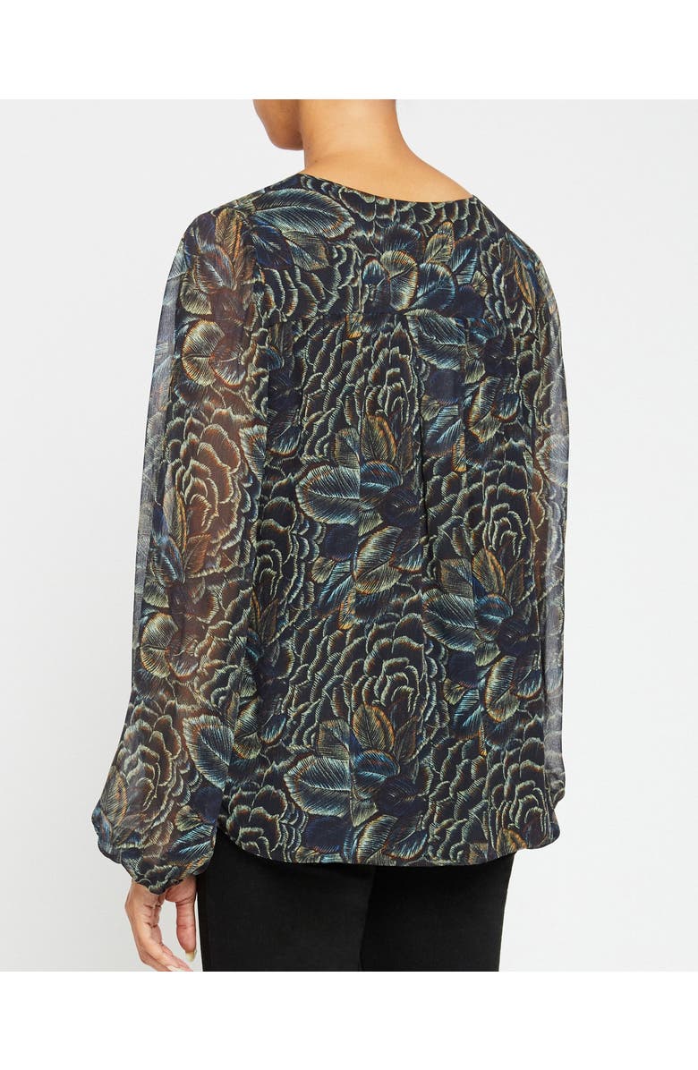 Santorelli DIONE Long Sleeve Button Front Blouse in Printed Georgette, Alternate, color,