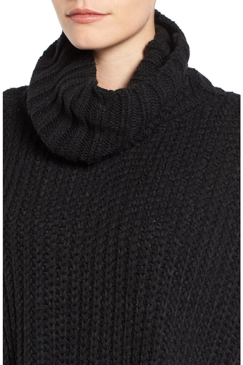 Turtleneck Poncho, Alternate, color, BLACK