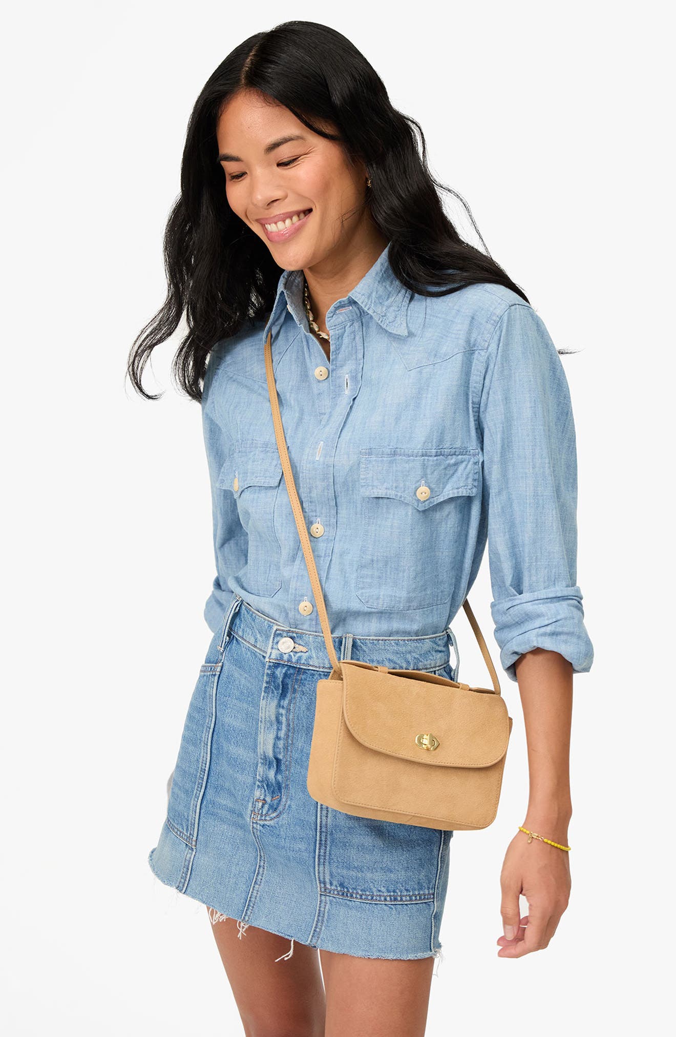 Kathryn Suede Shoulder Bag, Alternate, color, DUNE