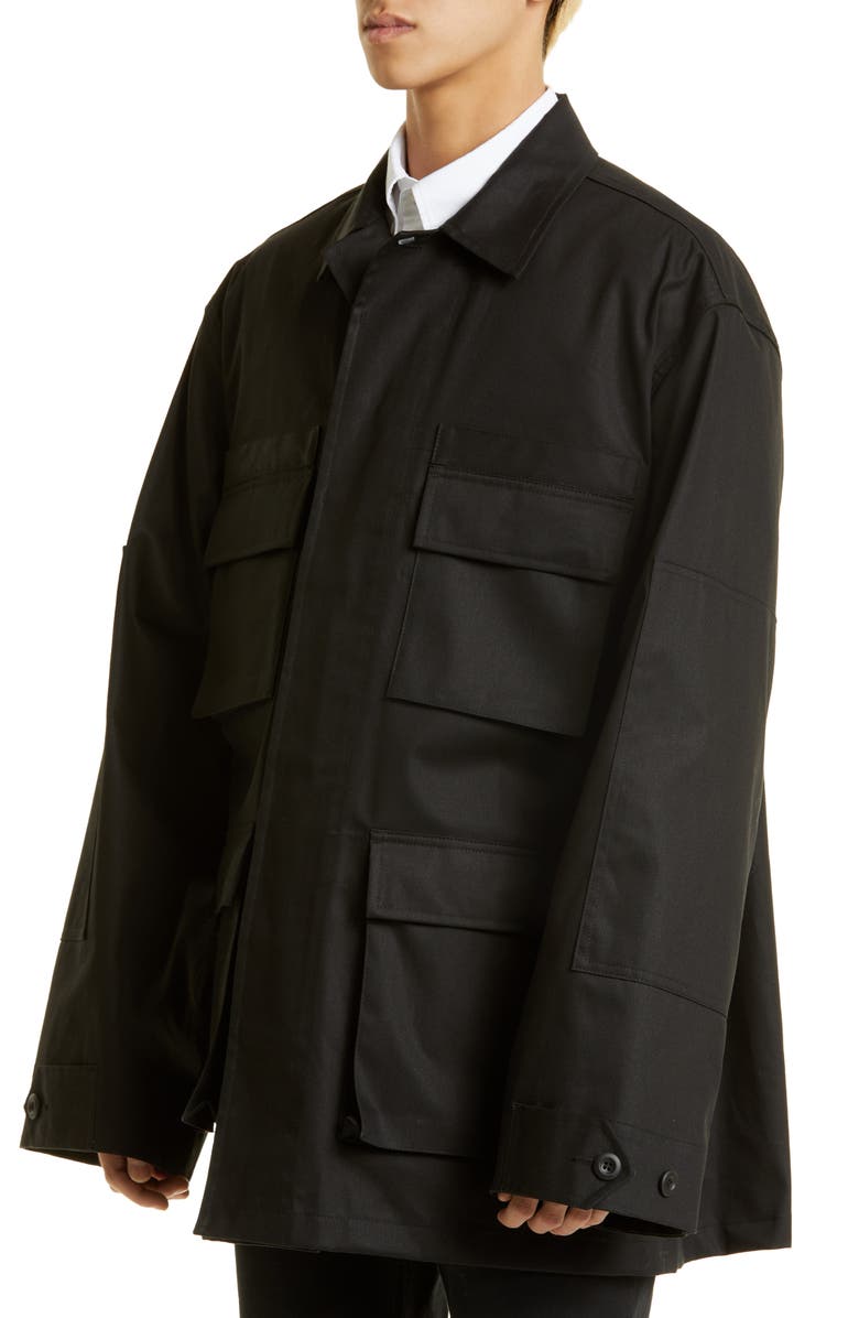 Balenciaga Cotton Gabardine Cargo Jacket, Alternate, color,