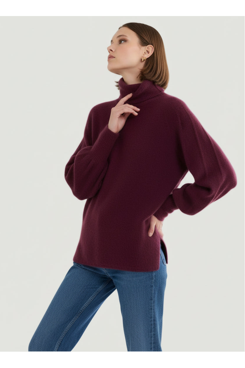 Ultra Soft Knit Long Sleeve Turtleneck Sweater, Alternate, color, BORDEAUX