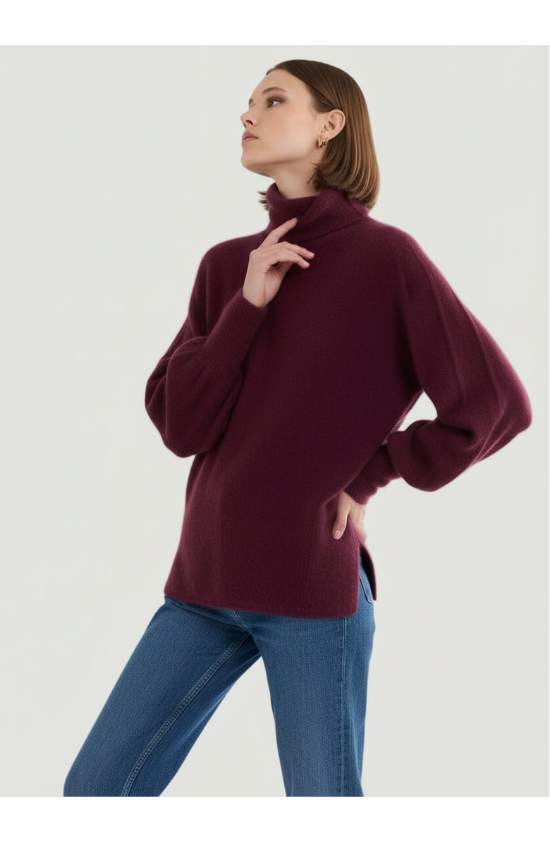 Majestic Filatures Ultra Soft Knit Long Sleeve Turtleneck Sweater, Alternate, color, Bordeaux