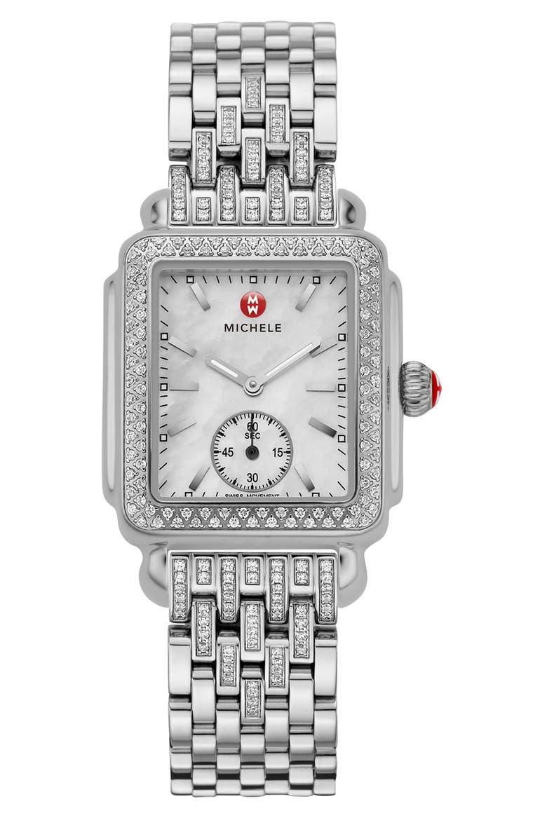 Deco 16 Diamond Watch Head, 29mm x 31mm, Alternate, color, SILVER