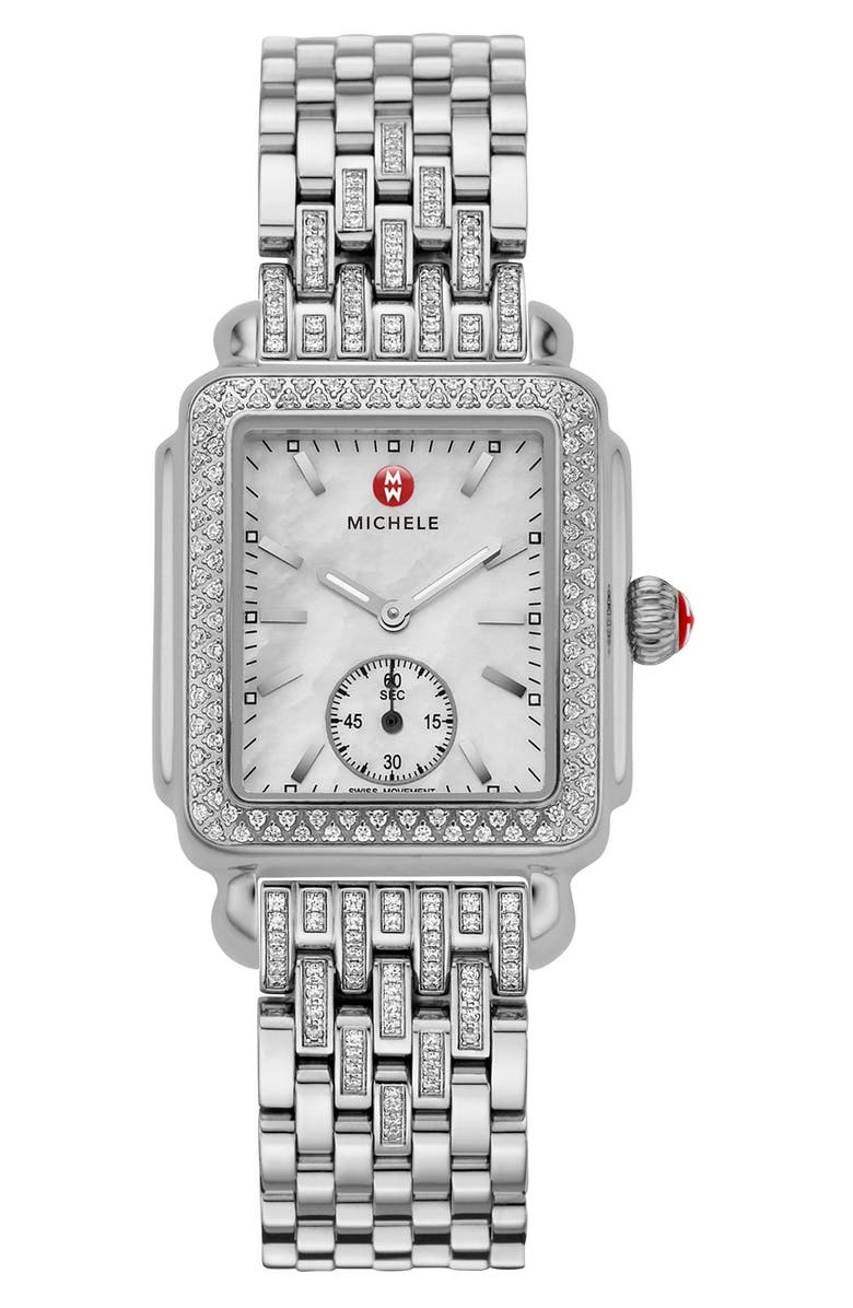 MICHELE Deco 16mm Diamond Bracelet Watchband, Alternate, color,