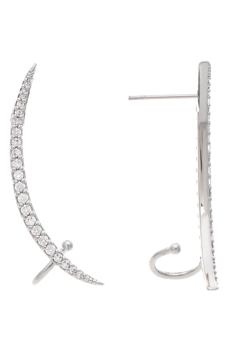 RIVKA FRIEDMAN Pavé CZ Ear Cuffs, Main, color, White Rhodium