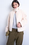 Topshop Bouclé Tab Detail Bomber Jacket