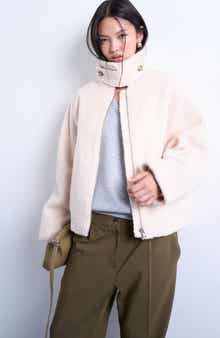 Topshop Bouclé Tab Detail Bomber Jacket