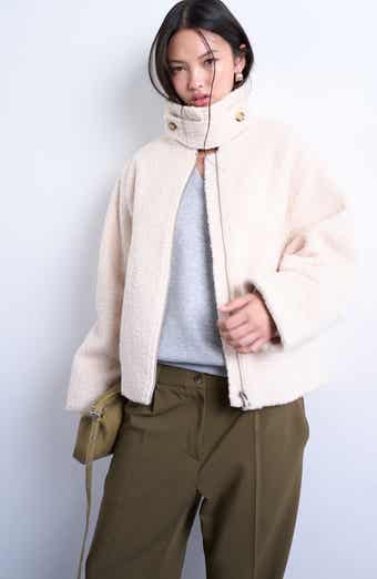 Topshop Bouclé Tab Detail Bomber Jacket