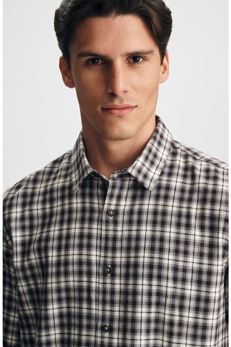 Check Long Sleeve Button Up Shirt, Alternate, color, BROWN