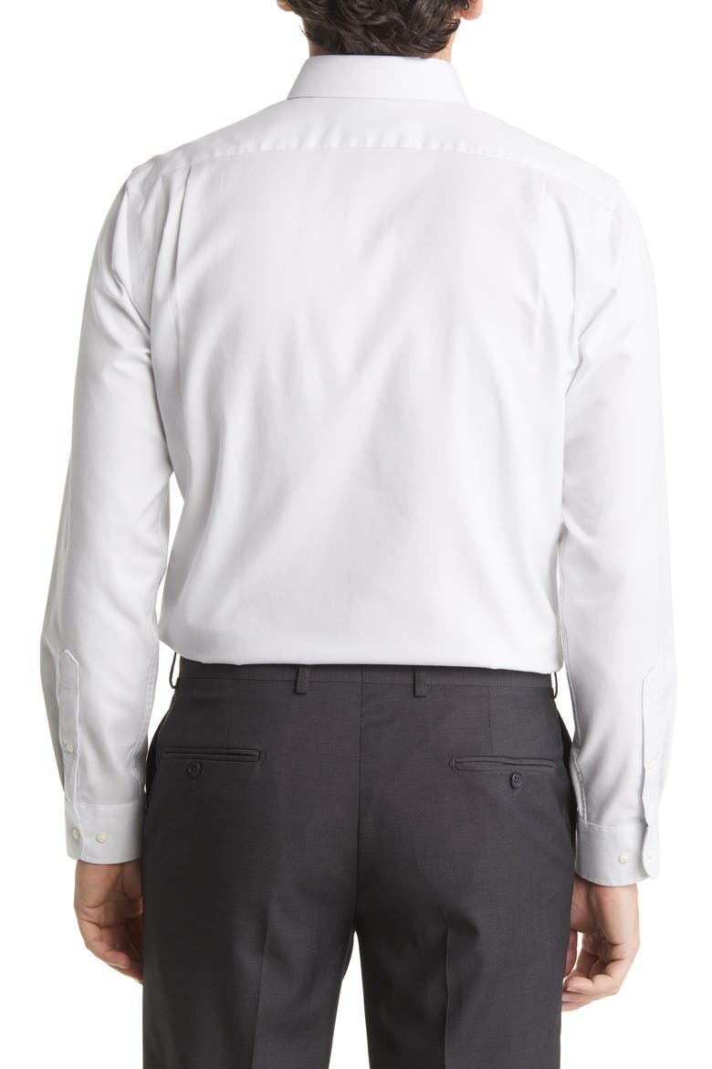 Trim Fit Non-Iron Royal Oxford Solid Button-Down Dress Shirt, Alternate, color, GREY SILK- WHITE OXFORD