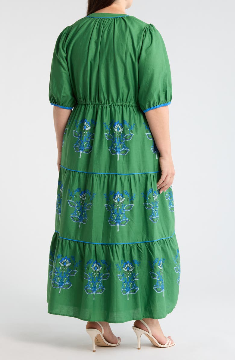 SUGARLIPS Meridy Floral Midi Dress, Alternate, color, Kelly Green/ Blue Multi