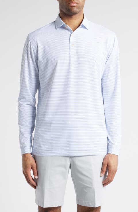 Highlands Pinstripe Long Sleeve Performance Polo
