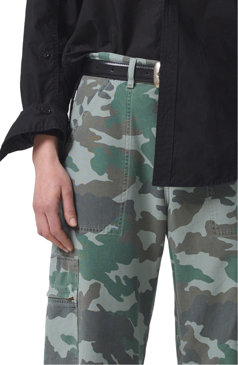 Citizens of Humanity Marcelle Camo Print Low Rise Barrel Cargo Pants, Alternate, color,