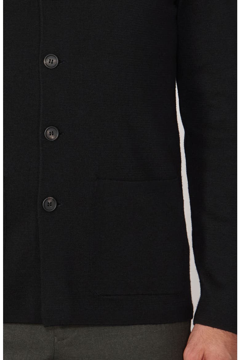 Merino Wool Knitted Nehru Jacket, Alternate, color, Black
