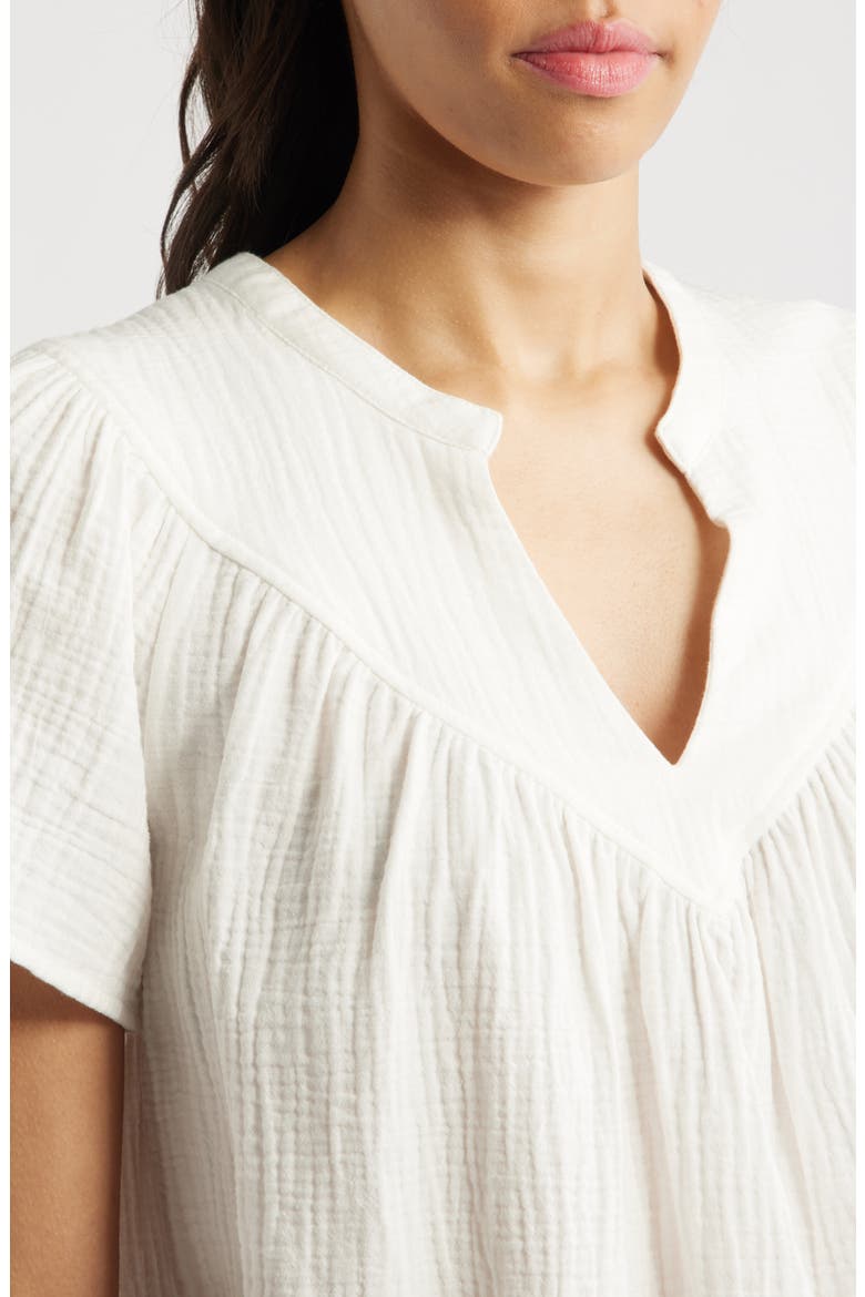Sayer Organic Cotton Gauze Split Neck Top, Alternate, color, WHITE