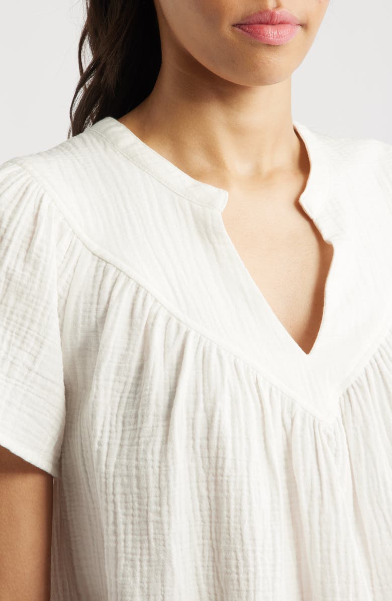 Rails Sayer Organic Cotton Gauze Split Neck Top, Alternate, color, White