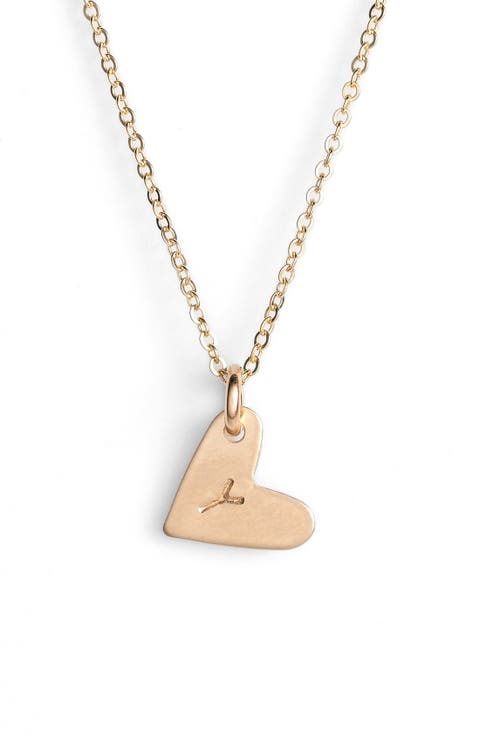 14k-Gold Fill Initial Mini Heart Pendant Necklace