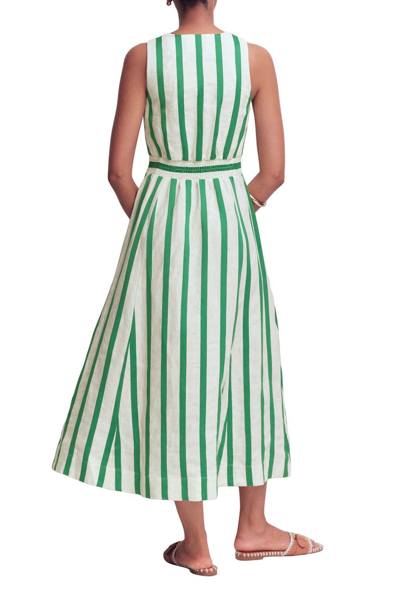 Catherine Stripe Button-Up Midi Dress, Alternate, color, GREEN IVORY STRIPE