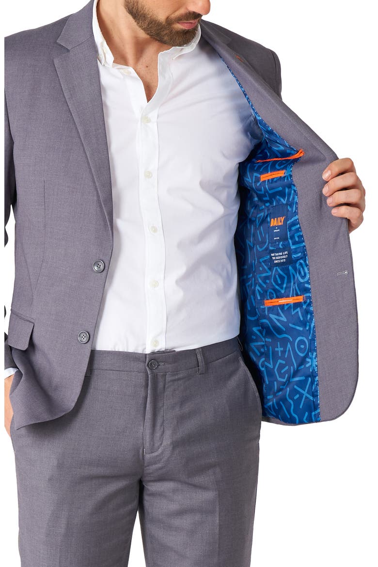 Daily Tailored Fit Dark Grey Stretch Suit, Alternate, color, GREY