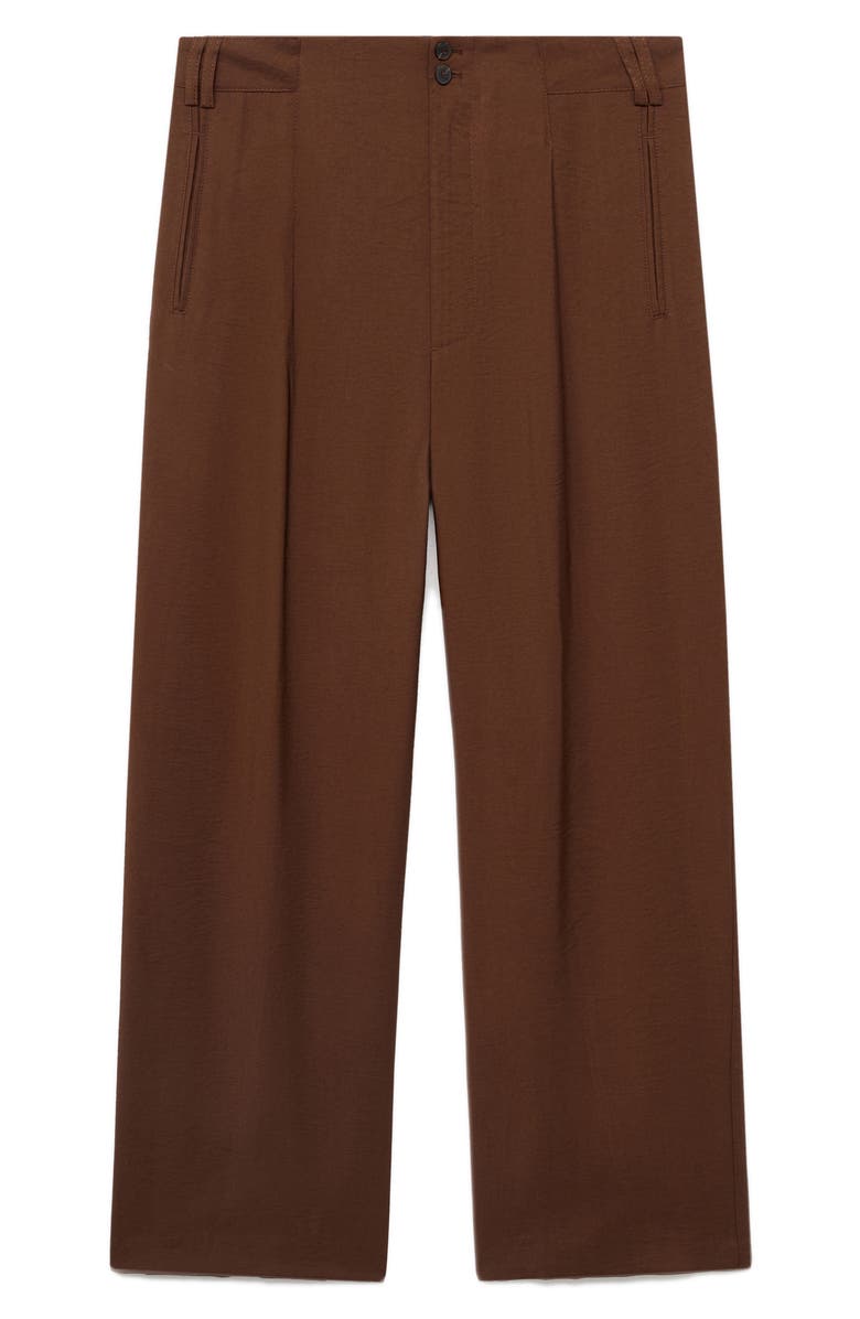 MANGO Pleated Straight Leg Pants, Alternate, color, Brown