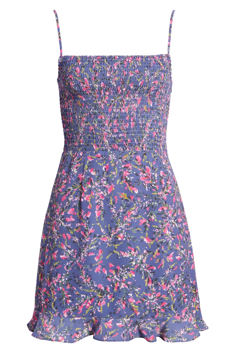 Ekeze Smocked Crepe Fit & Flare Dress, Alternate, color, PIER BLUE MULTI