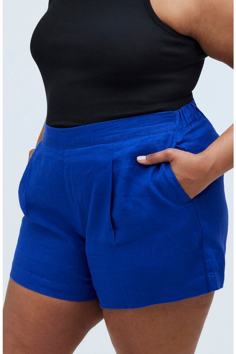 Pull-On Linen Shorts, Alternate, color, PURE BLUE