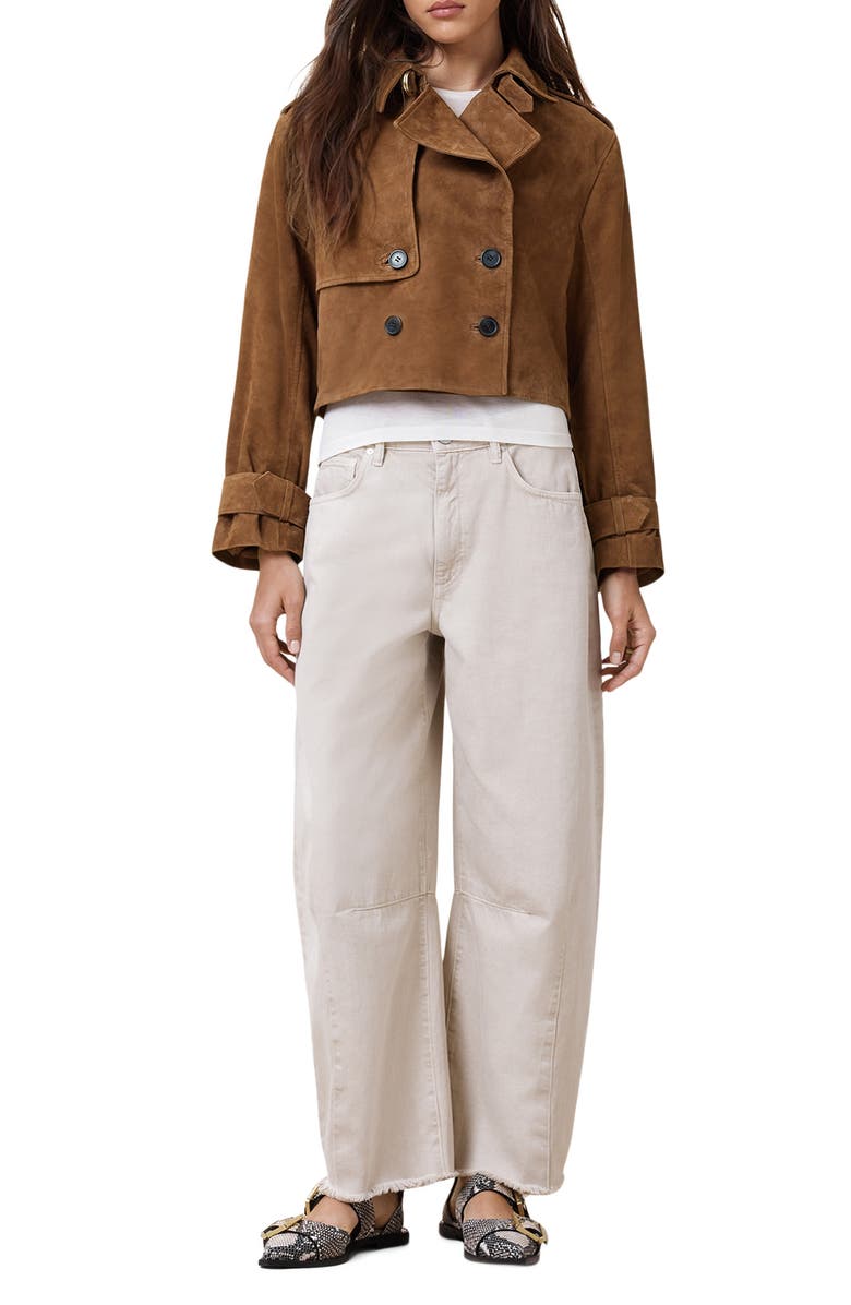 AllSaints Hendry Suede Crop Trench Coat, Alternate, color, 