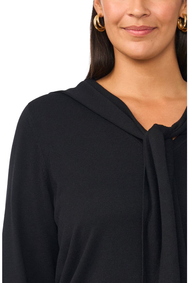 Tie Detail V-Neck Sweater, Alternate, color, RICH BLACK