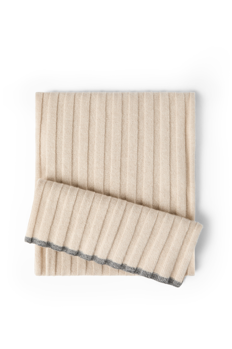 Cashmere rib knit scarf, Main, color, Sand