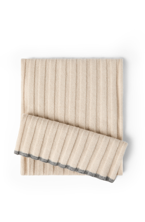 Cashmere rib knit scarf