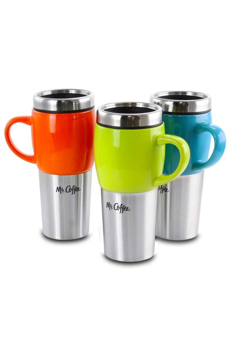 Traverse 3 Piece 16 Ounce Stainless Steel and Ceramic Travel Mug and Lid, Main, color, Blue