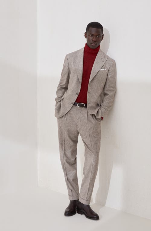 Brunello Cucinelli Straight Trousers With Belt Loops And Cuffed Hem In Brown