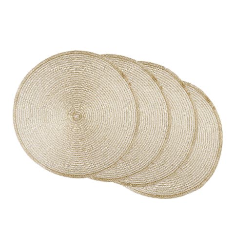 Metallic Gold Polyester Woven Placemat Set/4