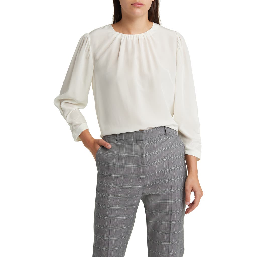 Hugo Boss Bagana Silk Top In Soft Cream