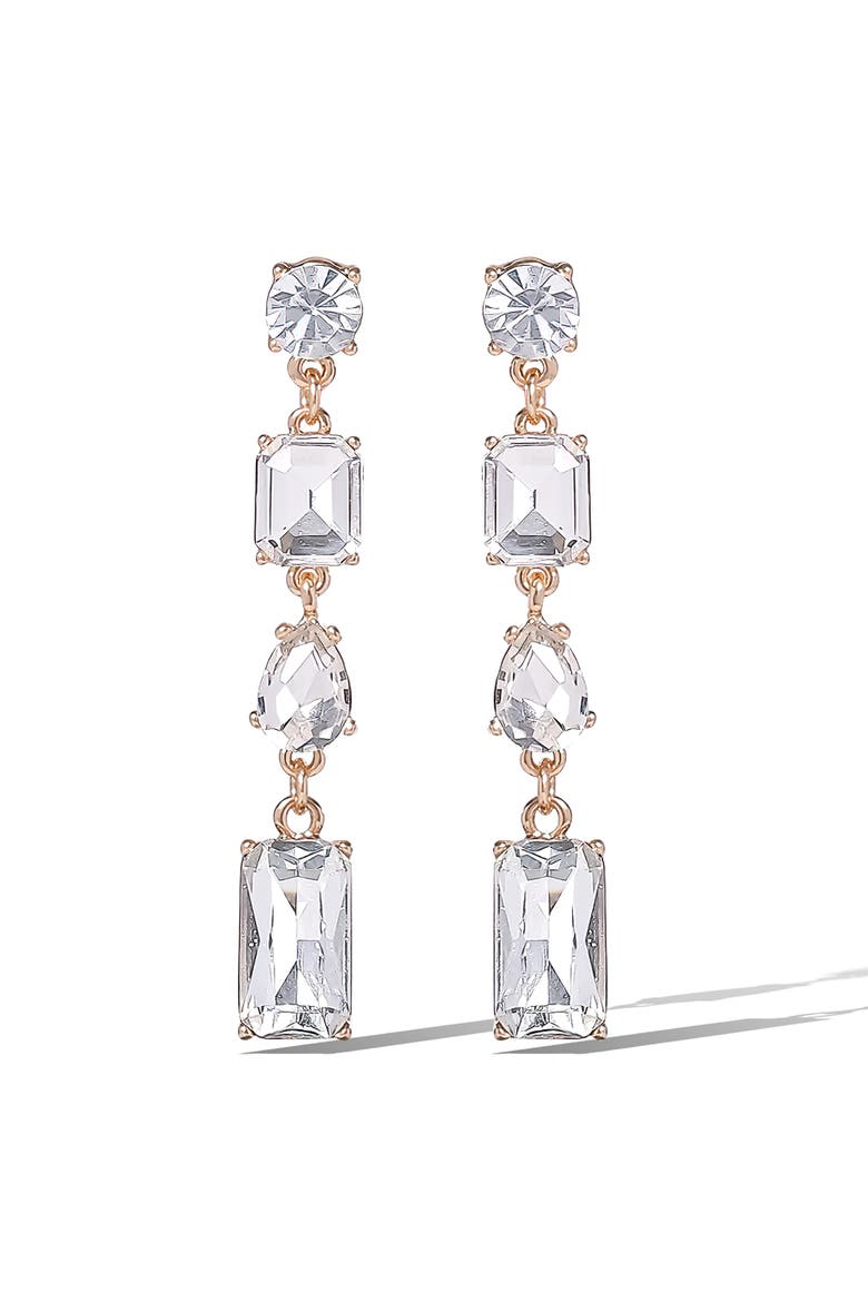 Crystal Cascade Statement Earrings, Main, color, Gold