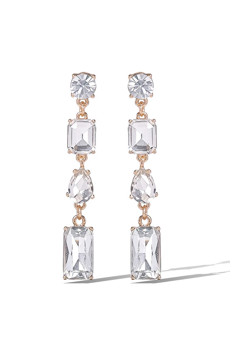Jessica Simpson Crystal Cascade Statement Earrings, Main, color, Gold