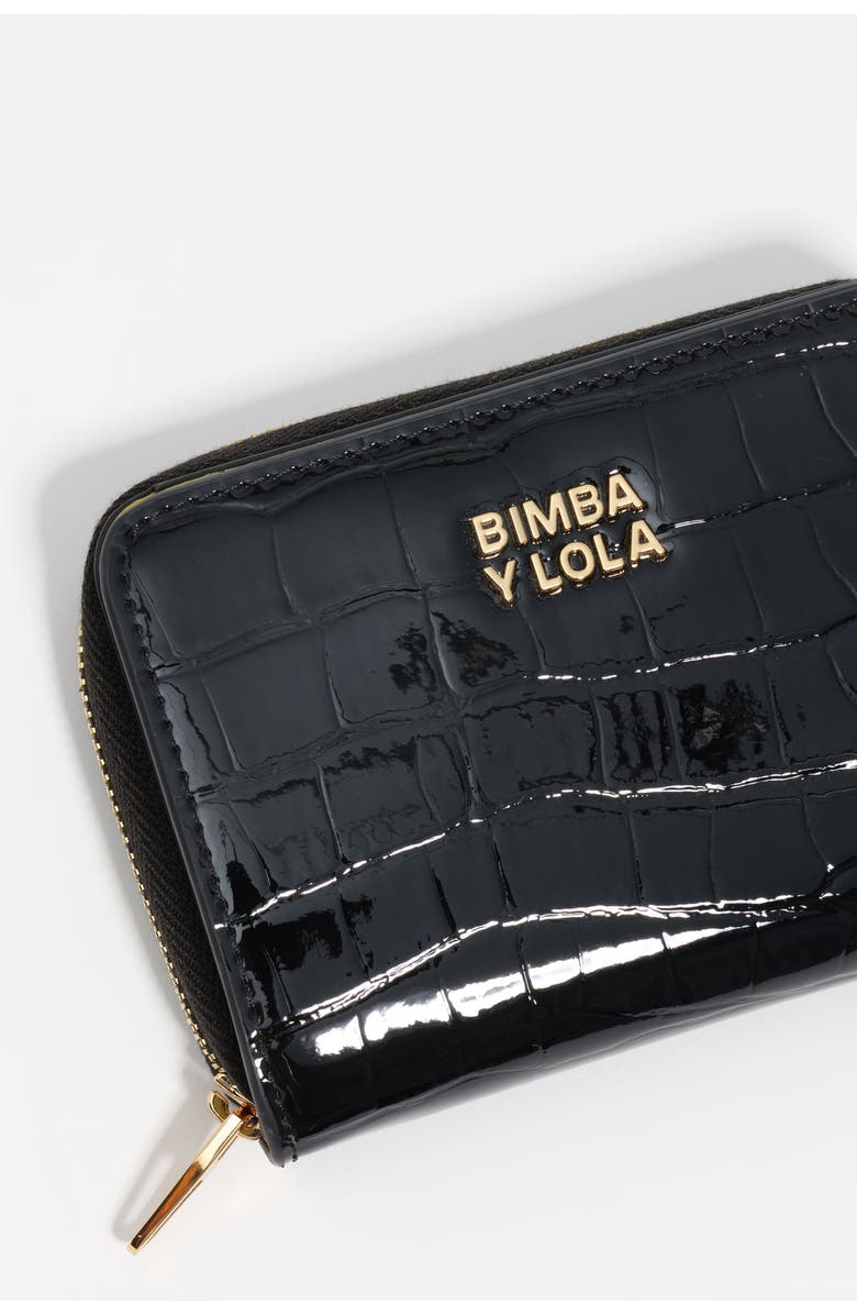 Bimba y Lola Shiny Textured Wallet, Alternate, color, Black