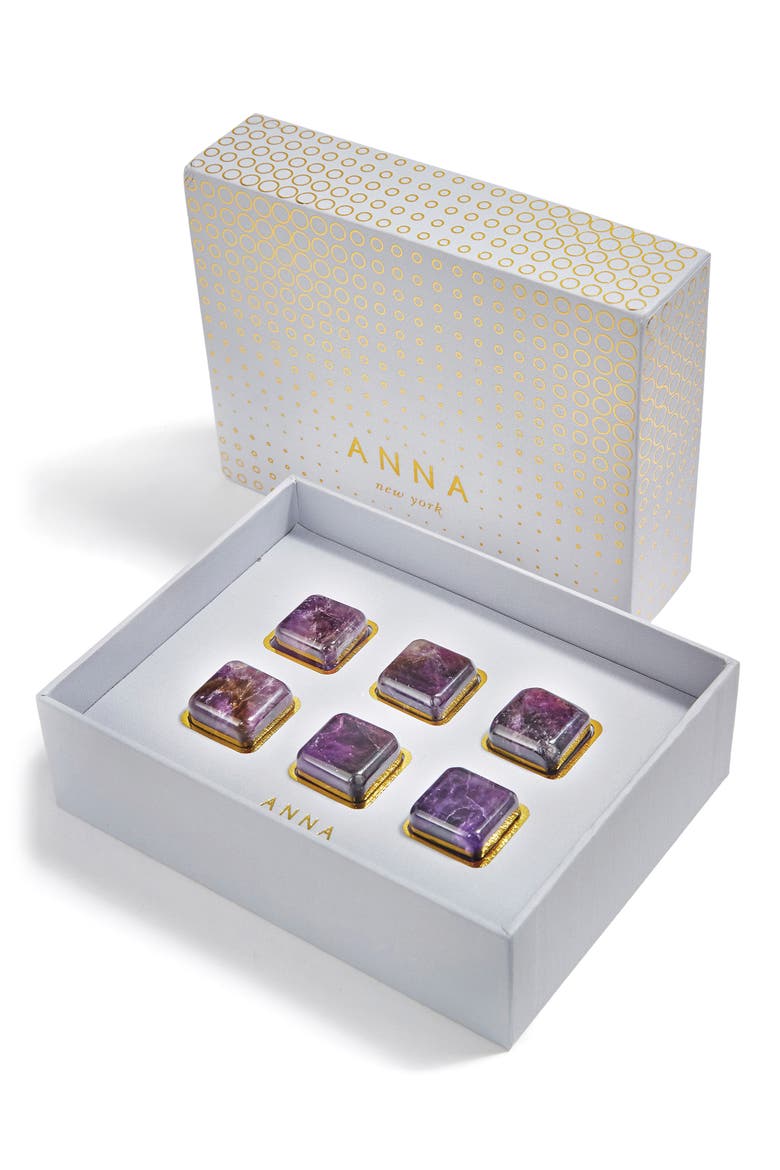 Vida Amethyst Set of 6 Whisky Gems, Main, color, PURPLE