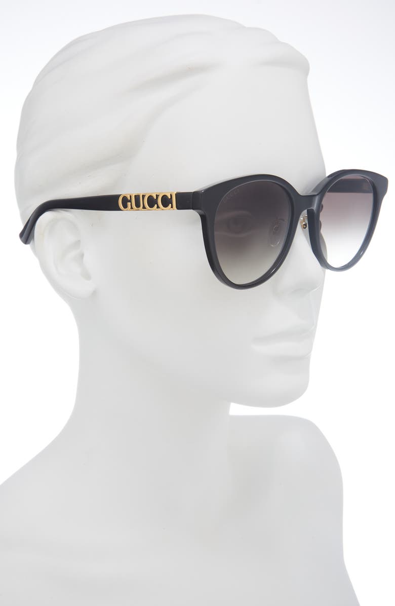 Gucci 56mm Round Sunglasses, Alternate, color, Black Black Grey