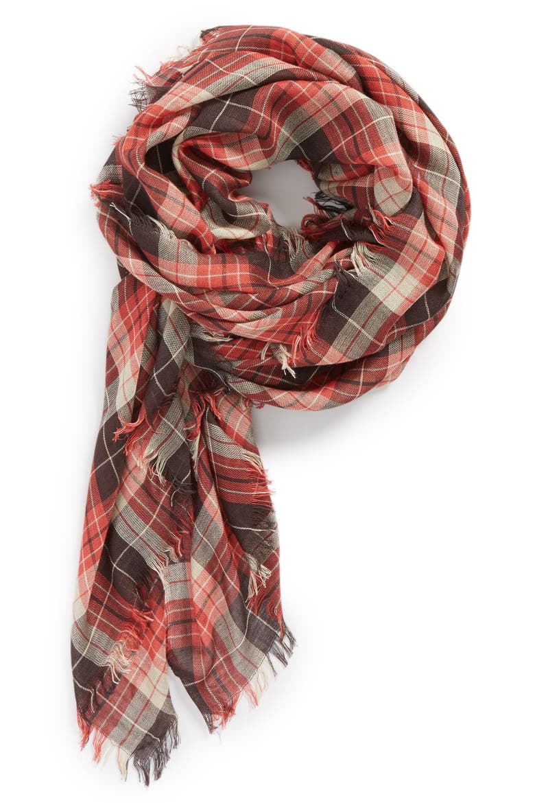 Plaid Scarf, Main, color, RED