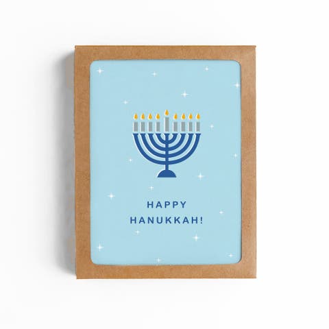 Happy Hanukkak Menorah Card-Boxed Set of 8 Cards