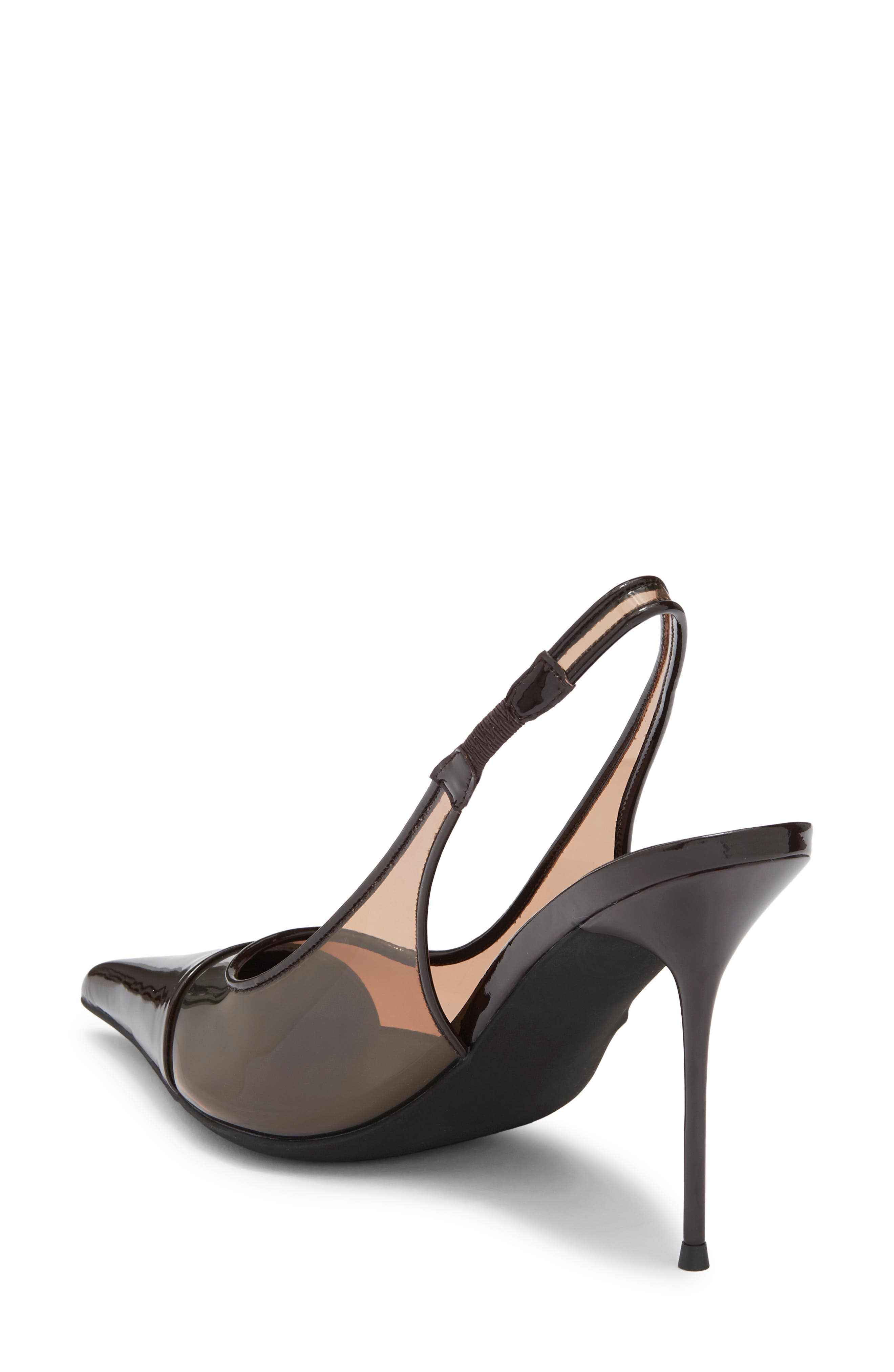 Pucker Slingback Pointed Toe Pump, Alternate, color, BROWN PATENT COMBO