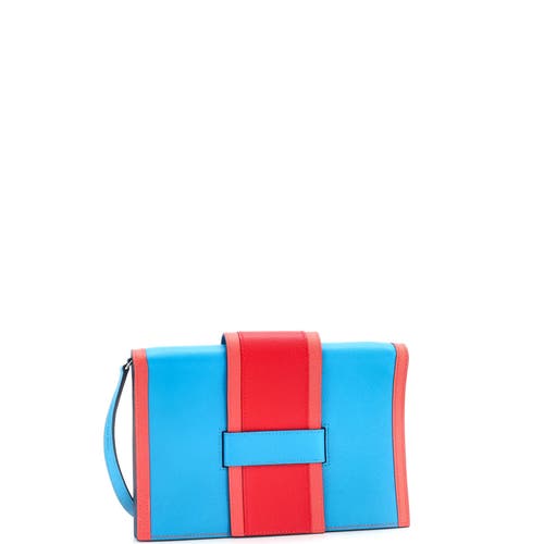 Pre-owned Hermes  Hermes H Passant Clutch Shoulder Bag Evercolor In Blue
