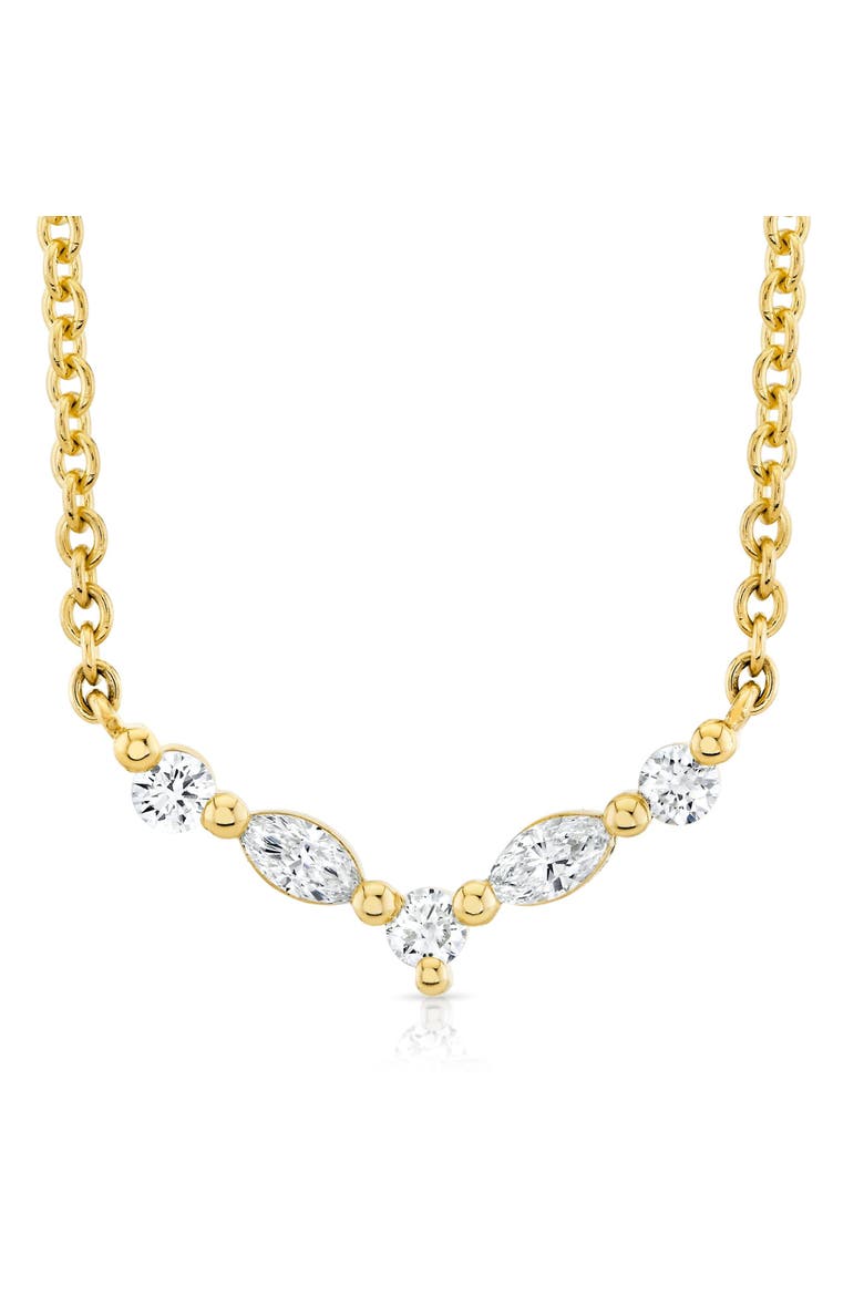 Mini Montage Marquise and Round Cut Diamond Chevron Necklace, Main, color, 18K Yellow Gold