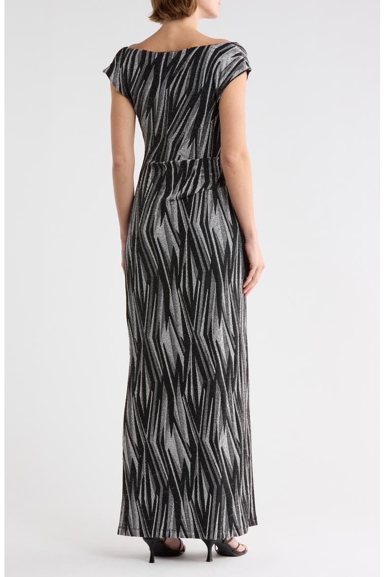 Printed Maxi Dress, Alternate, color, BLACK/ SILVER