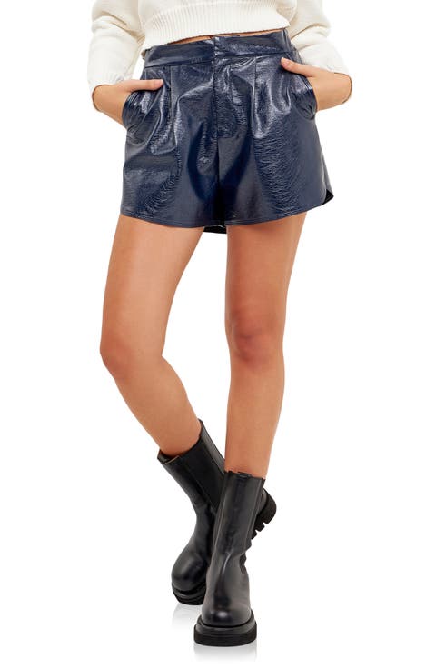 Shiny Faux Leather Shorts