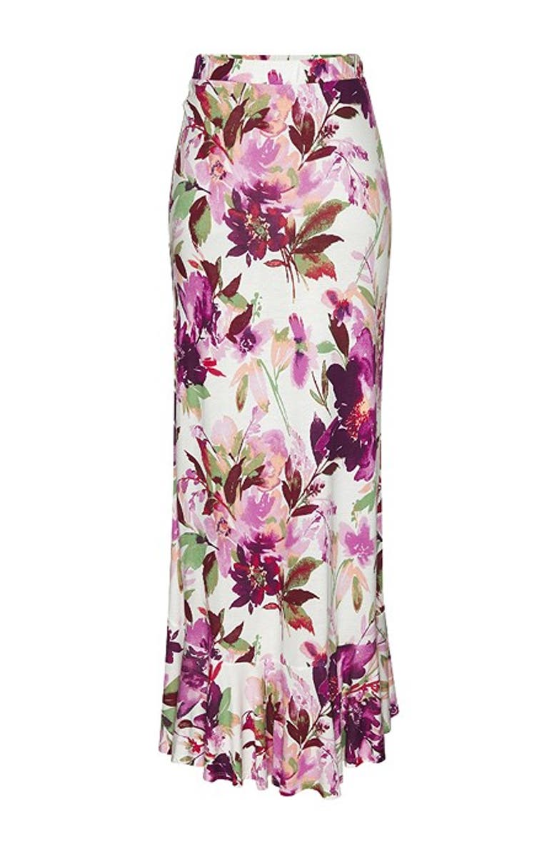 LASCANA Women's Ruffled Maxi Skirt, Alternate, color, White Printed